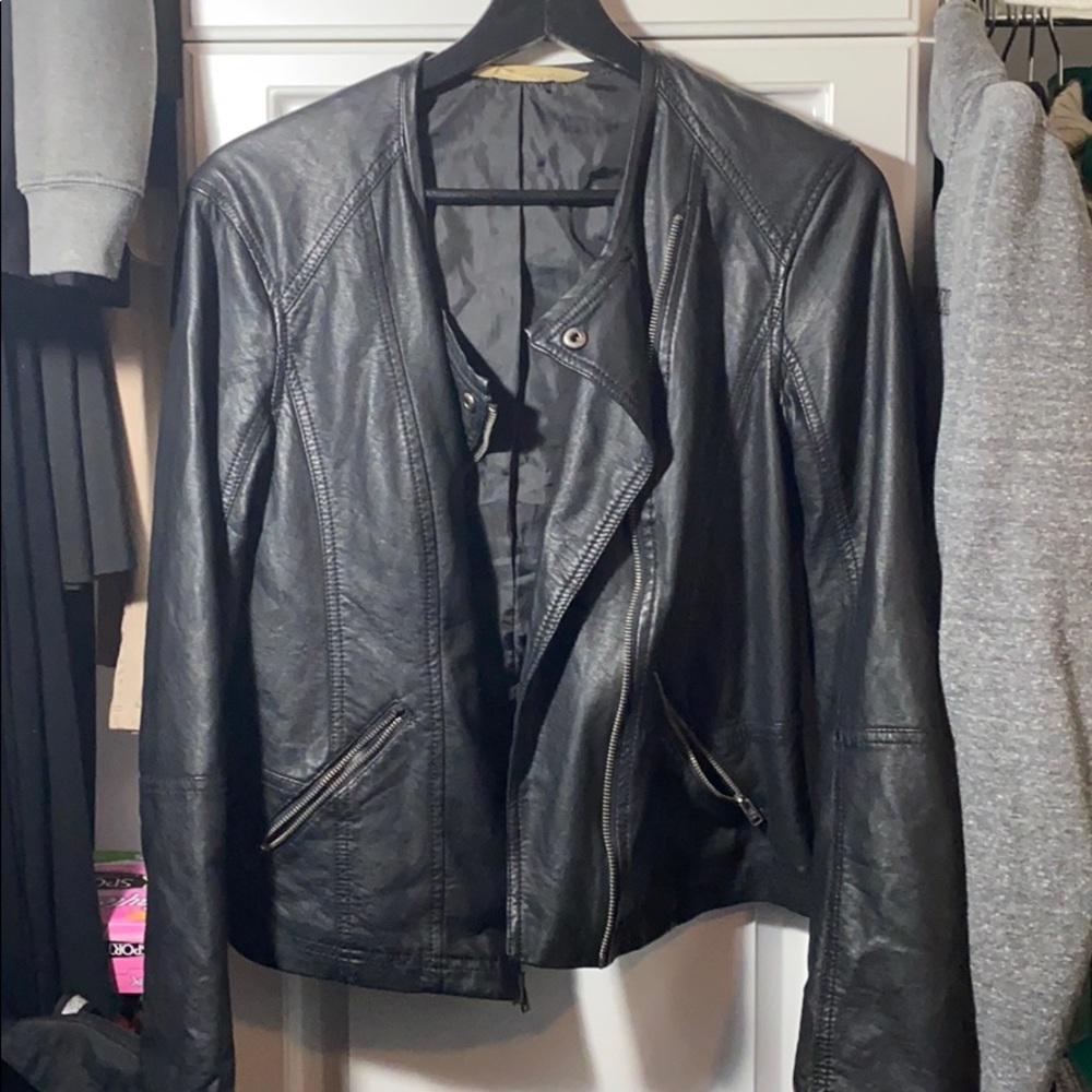 black leather jacket